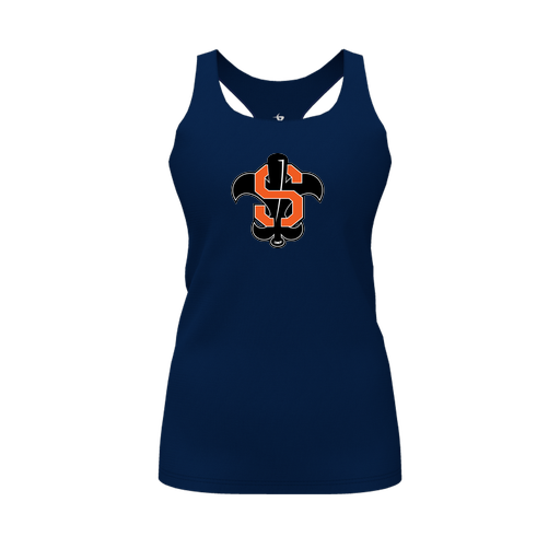 [CUS-DFW-RCBK-PER-NVY-FYS-LOGO2] Racerback Tank Top (Female Youth S, Navy, Logo 2)