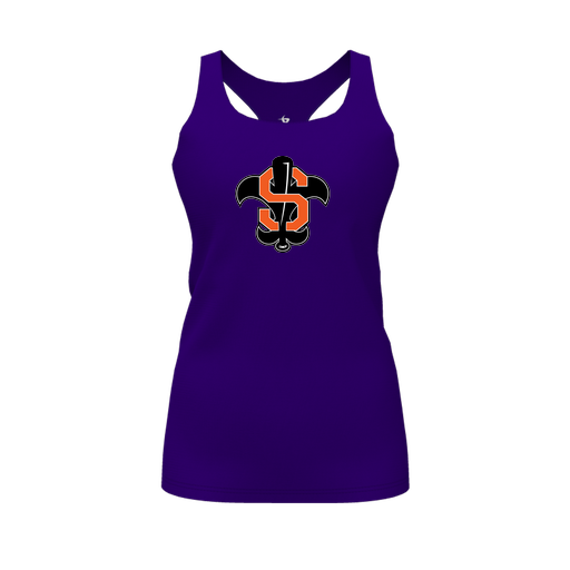 [CUS-DFW-RCBK-PER-PUR-FYS-LOGO2] Racerback Tank Top (Female Youth S, Purple, Logo 2)