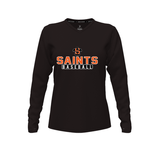 [CUS-DFW-TEES-CMF-VNK-LSL-BLK-FYXS-LOGO3] Decker Comfort T-Shirt (Female Youth XS, Black, V Neck, Logo 3, Long Sleeve)