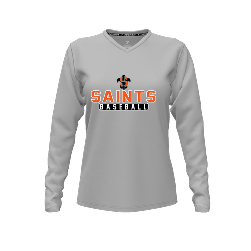 [CUS-DFW-TEES-CMF-VNK-LSL-GRY-FYXS-LOGO3] Comfort T-Shirt (Female Youth XS, Gray, V Neck, Logo 3, Long Sleeve)