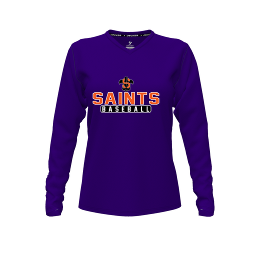 [FTLVPTPP-FYXS-LOGO3] Decker Performance T-Shirt (Female Youth XS, Purple, V Neck, Logo 3, Long Sleeve)