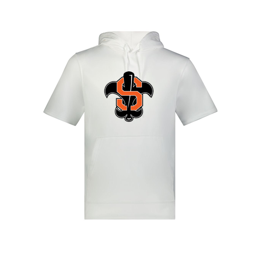 [6871.005.S-LOGO2] Men's Dri Fit Short Sleeve Hoodie (Adult S, White, Logo 2)