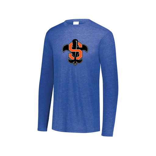 [FTLCUBRY-AXS-LOGO2] Decker Men's Tri-Blend T-Shirt - Long Sleeve (Adult XS, Royal, Logo 2)