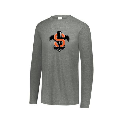 [FTLCUBGY-AXS-LOGO2] Decker Men's Tri-Blend T-Shirt - Long Sleeve (Adult XS, Gray, Logo 2)