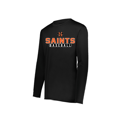 [222823.080.S-LOGO3] Youth LS Smooth Sport Shirt (Youth S, Black, Logo 3)