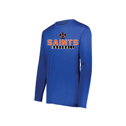 [222823.060.S-LOGO3] Youth LS Smooth Sport Shirt (Youth S, Royal, Logo 3)