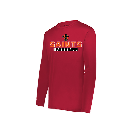 [222823.083.S-LOGO3] Youth LS Smooth Sport Shirt (Youth S, Red, Logo 3)