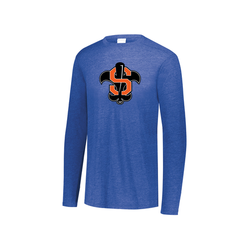 [FTLCUBRY-YS-LOGO2] Decker Youth Tri-Blend T-Shirt - Long Sleeve (Youth S, Royal, Logo 2)