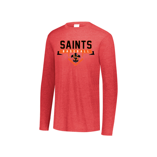 [FTLCUBRD-YS-LOGO1] Decker Youth Tri-Blend T-Shirt - Long Sleeve (Youth S, Red, Logo 1)