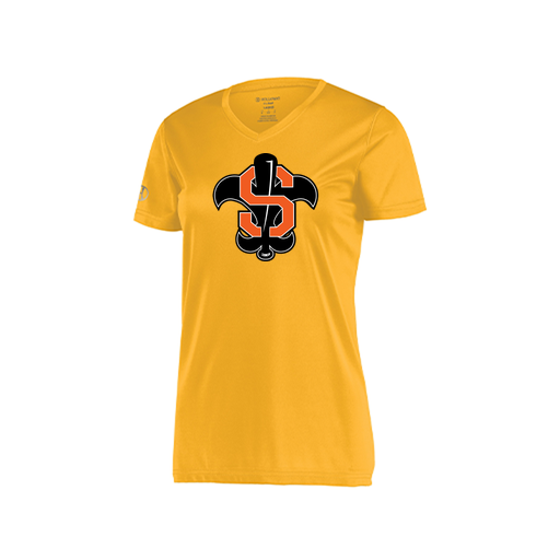 [222820.023.S-LOGO2] Ladies Movement Dri Fit Shirt (Female Adult S, Athletic Gold, Logo 2)