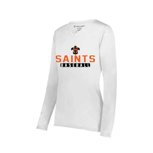 [222824.005.S-LOGO3] Ladies LS Smooth Sport Shirt (Female Adult S, White, Logo 3)