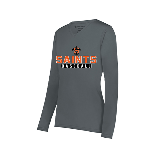 [222824.059.S-LOGO3] Ladies LS Smooth Sport Shirt (Female Adult S, Gray, Logo 3)