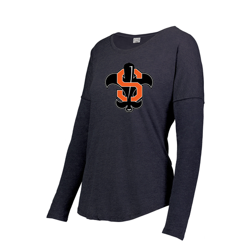 [FTLCUBNV-FAXS-LOGO2] Decker Women's Tri-Blend T-Shirt - Long Sleeve (Female Adult XS, Navy, Logo 2)
