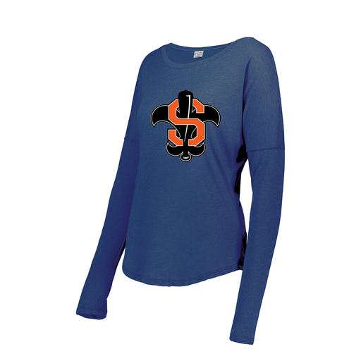 [3077.U55.XS-LOGO2] Ladies LS Ultra-blend T-Shirt (Female Adult XS, Royal, Logo 2)